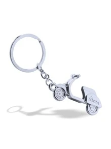 POLASUP 1pc Vintage Pedal Motorcycle Keychain/vespa Italian Souvenir & Street Style Electric Scooter Model/decompression Toy & Wholesale Keychain - Silver - View 4