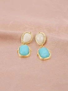 圓形純銀耳墜 - 金色 - 查看 2