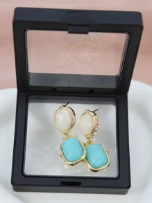 圓形純銀耳墜 - 金色 - 查看 3