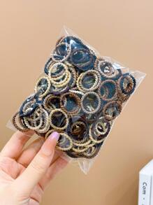 200 chiếc/gói Dây buộc tóc co giãn nhỏ nhiều màu sắc cho bé gái, đa năng - Nhiều màu - Xem 3