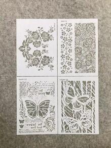 4pcs PET Drawing Stencil, Modern Flower & Butterfly Design Drawing Stencil For Student - White - View 2