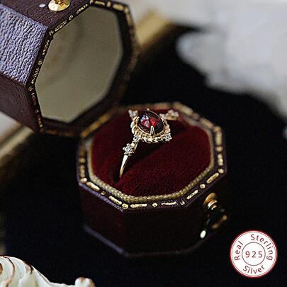 1pc Vintage Cubic Zirconia S925 Sterling Silver Eternal Ring, Luxury Jewelry Gift For Women