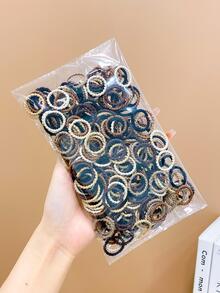 300入組女孩素色紋理質感髮圈適用於日常生活 - 彩色 - 查看 4