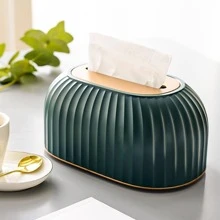 1 件豪华自动升降纸巾架，适用于桌面/餐桌/床头柜/浴室，现代简约纸巾盒分配器 - 墨綠色 - 查看 7