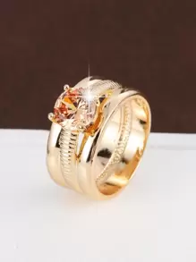 Anillo adorno zirconia cúbica - Champán - Ver 1