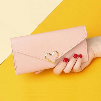 金屬裝飾長款錢包折疊