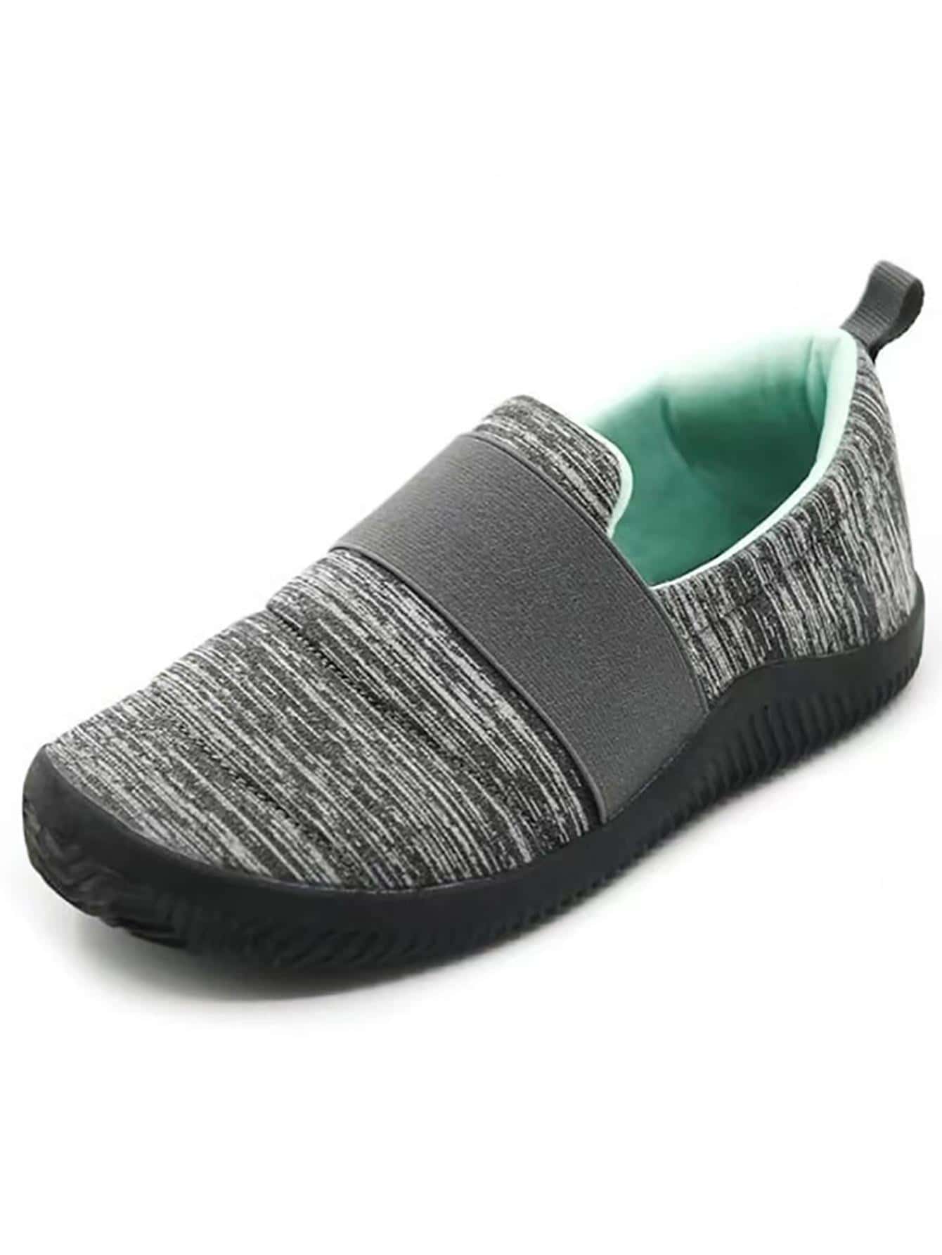 Women Color Block Slip On Running Shoes, Sporty Outdoor Sneakers - Grey - View 3