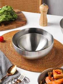 1pc Stainless Steel Bowl School Supplies,Christmas Gift - Silver - View 7