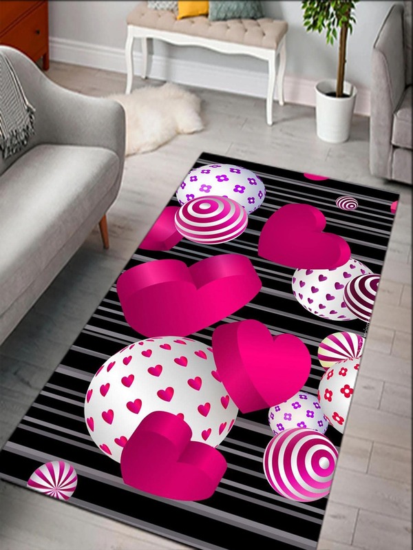 1pc Heart Pattern Rug
