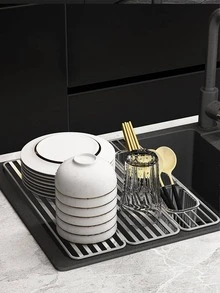 1set Stainless Steel Kitchen Drain Rack - Silver - View 1