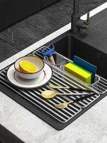 1set Stainless Steel Kitchen Drain Rack - Silver - View 2