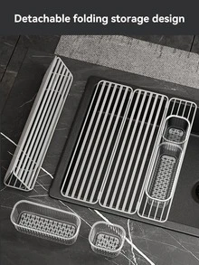 1set Stainless Steel Kitchen Drain Rack - Silver - View 3