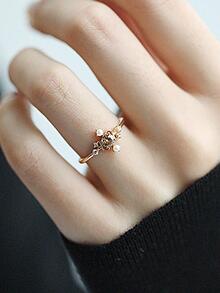 1個圓形鋯石戒指,簡單休閒女性個性化戒指s925純銀精品女士珠寶禮物 - 金色 - 查看 2