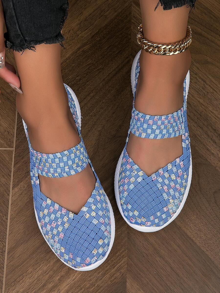 女士撞色編織細節一腳蹬運動戶外運動鞋 - 彩色 - 查看 1