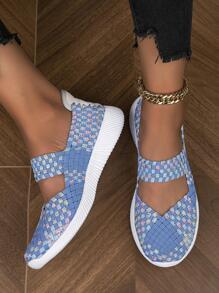 女士撞色編織細節一腳蹬運動戶外運動鞋 - 彩色 - 查看 2