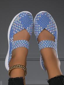 女士撞色編織細節一腳蹬運動戶外運動鞋 - 彩色 - 查看 3