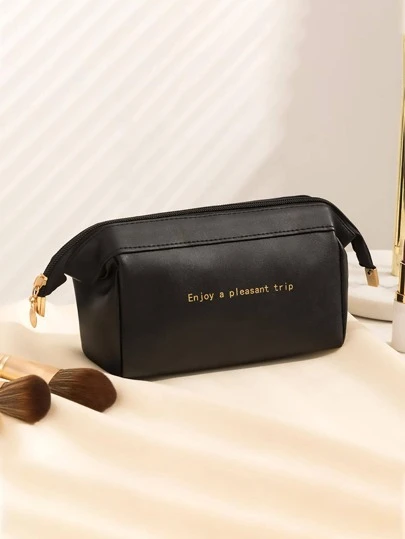 1pc Letter Graphic Makeup Bag,For Holiday Beach, Bathroom Collection, Bedroom Collection, Large Capacity
