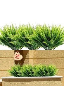 1/3/5/8/10入組花朵彈簧草人造花尤加利花束塑料花假花植物家居裝飾婚禮園藝裝飾蕨類 - 綠色 - 查看 1