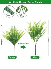 1/3/5/8/10入組花朵彈簧草人造花尤加利花束塑料花假花植物家居裝飾婚禮園藝裝飾蕨類 - 綠色 - 查看 2