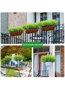 1/3/5/8/10入組花朵彈簧草人造花尤加利花束塑料花假花植物家居裝飾婚禮園藝裝飾蕨類 - 綠色 - 查看 4