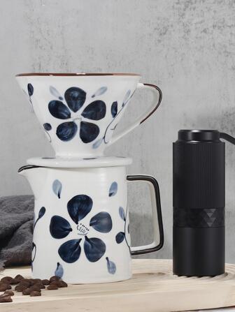 Filtro de café estilo japonés dibujado a mano, olla para filtrar café, taza de café, taza de café, de vuelta a la escuela