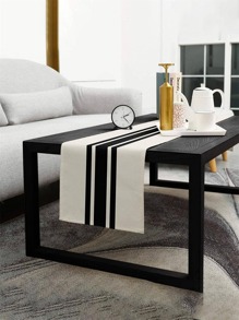 1入組條紋圖案長方桌布 - 黑與白 - 查看 1