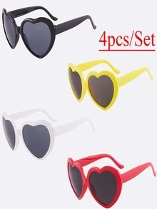 4 Chiếc Kính Dự Tiệc Thiết Kế Trái Tim, Kính Mát Tình Yêu Hiện Đại Cho Trang Trí Tiệc Kỷ Niệm Ngày Cưới, Sinh Nhật - Nhiều màu - Xem 3