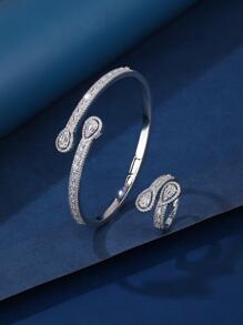 Vòng tay & nhẫn trang trí bằng đá khối Zirconia - Bạc - Xem 1