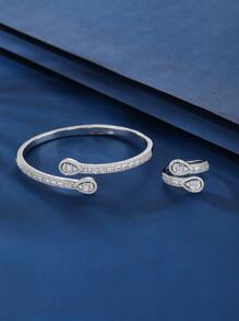 Vòng tay & nhẫn trang trí bằng đá khối Zirconia - Bạc - Xem 2