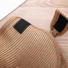 1入組女士蝴蝶結裝飾草編波西米亞遮陽帽適用於假期 - 卡其色 - 查看 5