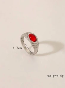 方晶鋯石橢圓裝飾戒指 - 彩色 - 查看 5