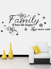 Sticker mural avec slogan et impression de fleur, sticker mural adhésif noir amovible pour la décoration de la maison, stickers, décalcomanie murale, décalcomanie vinyle pour la décoration de la maison, articles de décoration de printemps pour rafraîchir votre maison, autocollants de décoration de fête, cadeaux de décoration d'anniversaire et de remise des diplômes