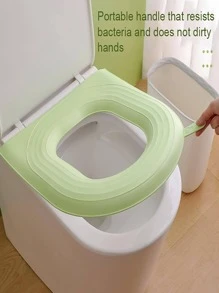 1pc Plain Color Waterproof Toilet Sear Cover & 1pc Toilet Backrest Cover, Nordic EVA Toilet Seat Cover Set For Bathroom, All Season - Grey - View 3