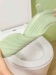 1pc Plain Color Waterproof Toilet Sear Cover & 1pc Toilet Backrest Cover, Nordic EVA Toilet Seat Cover Set For Bathroom, All Season - Grey - View 4