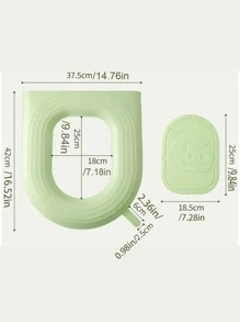 1pc Plain Color Waterproof Toilet Sear Cover & 1pc Toilet Backrest Cover, Nordic EVA Toilet Seat Cover Set For Bathroom, All Season - Grey - View 2