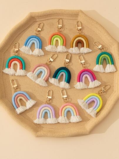 12pcs/Set Women's Handbag Accessory Small Rainbow Shaped Bag Pendant (Assorted Colors) Gift Bag Present Funny Gift Funny Gifts Multicolor Bag Charms Car Accessories Women Key Chain Charms Crochet Bag Cute Keychain Crochet