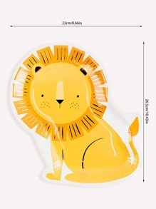8pcs Cartoon Lion Pattern Disposable Plate - Yellow - View 2