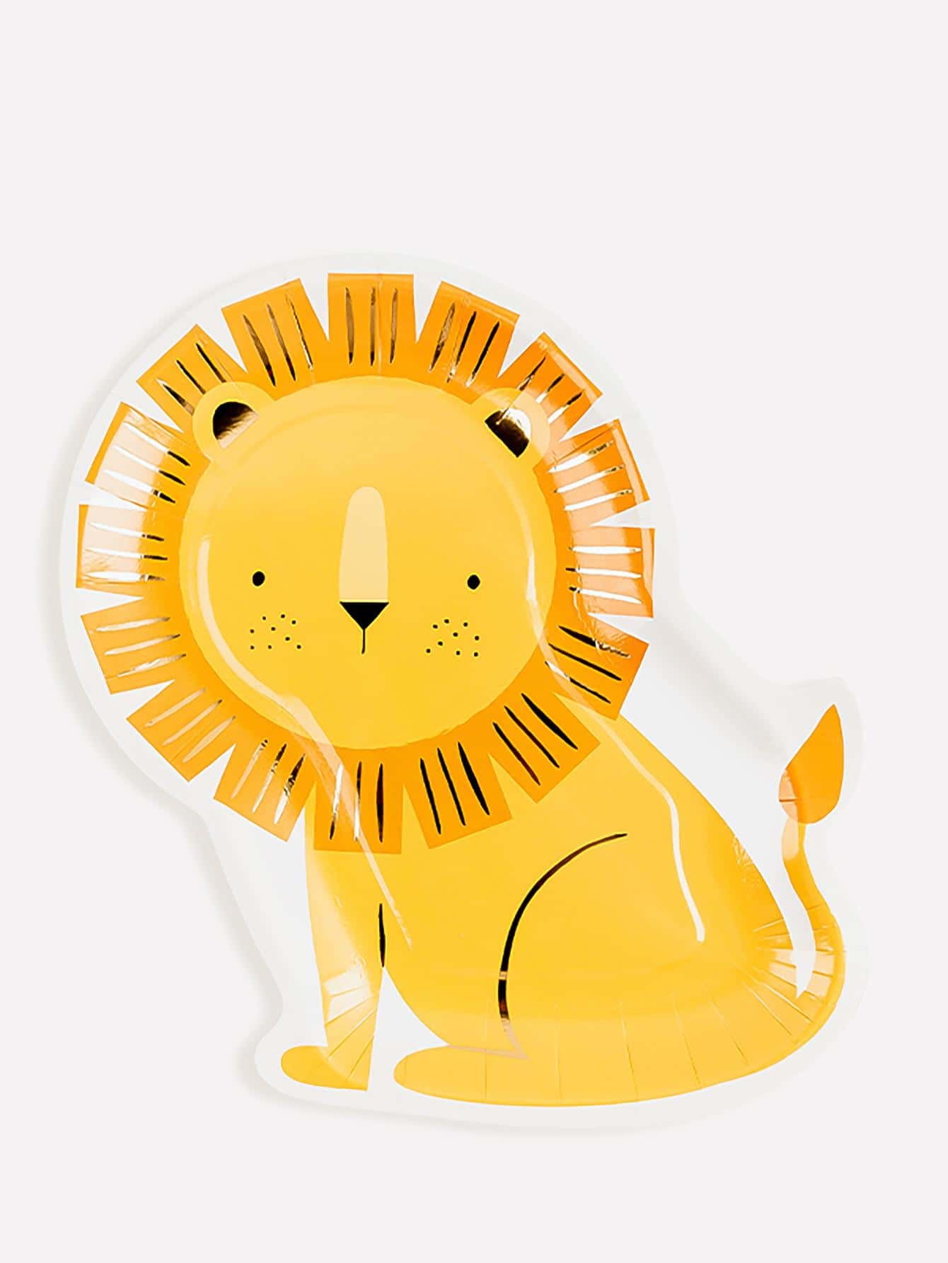 8pcs Cartoon Lion Pattern Disposable Plate - Yellow - View 1