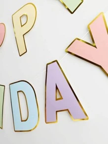 Banner Chúc Mừng Sinh Nhật Macaron Kẹo Pastel Vòng Hoa Bunting Bé Trai Bé Gái Sinh Nhật 1 Tuổi Màu Pastel - Nhiều màu - Xem 2