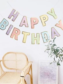 Banner Chúc Mừng Sinh Nhật Macaron Kẹo Pastel Vòng Hoa Bunting Bé Trai Bé Gái Sinh Nhật 1 Tuổi Màu Pastel - Nhiều màu - Xem 6