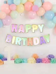 Banner Chúc Mừng Sinh Nhật Macaron Kẹo Pastel Vòng Hoa Bunting Bé Trai Bé Gái Sinh Nhật 1 Tuổi Màu Pastel - Nhiều màu - Xem 1
