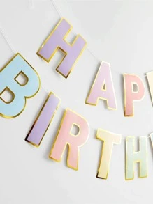 Banner Chúc Mừng Sinh Nhật Macaron Kẹo Pastel Vòng Hoa Bunting Bé Trai Bé Gái Sinh Nhật 1 Tuổi Màu Pastel - Nhiều màu - Xem 3