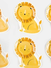 8pcs Cartoon Lion Pattern Disposable Plate - Yellow - View 3