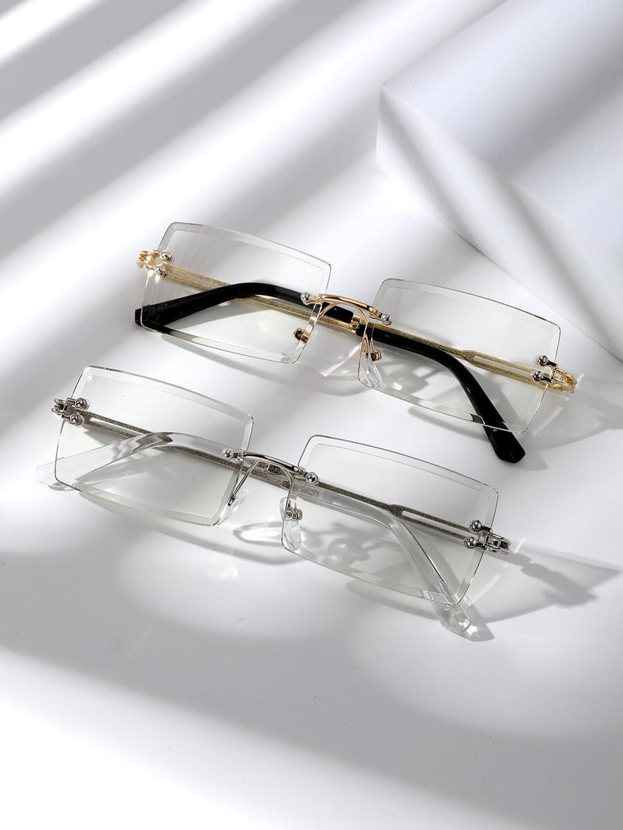 2 pares Gafas lentes cuadrados sin montura - Multicolor - Ver 1