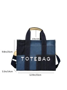 女士新款時尚帆布包大容量 - 藏蓝色 - 查看 7