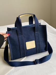 女士新款時尚帆布包大容量 - 藏蓝色 - 查看 5