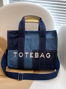 女士新款時尚帆布包大容量 - 藏蓝色 - 查看 2