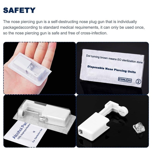 2 Pack Nose Piercing Kit, Disposable Safe Sterile Piercing Unit For