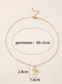 水鑽裝飾美人魚吊墜項鍊 - 金色 - 查看 6