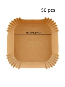 50 piezas/set Papel para hornear galletas papel simple marrón cuadrado para hornear en la cocina - Marrón - Ver 5